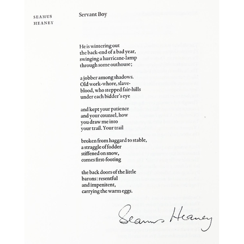 654 - Signed by Heaney[National Book League and the Poetry Society] Responses, 4to L. 1971, Limited Edn. 1... 