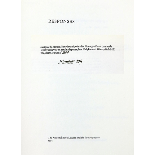 654 - Signed by Heaney[National Book League and the Poetry Society] Responses, 4to L. 1971, Limited Edn. 1... 