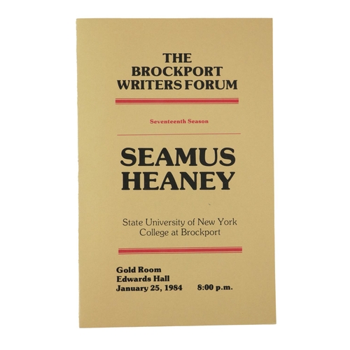 656 - Signed by Heaney[Brockport Writers Forum of the Department of English] Presents Seamus Heaney, Janua... 