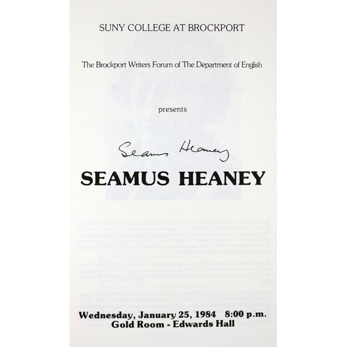 656 - Signed by Heaney[Brockport Writers Forum of the Department of English] Presents Seamus Heaney, Janua... 