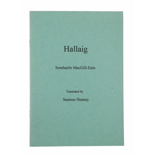 658 - One of 50 Signed CopiesHeaney (Seamus) Translator Hallaig, Somhairle MacGill-Eain, 8vo Carcanet Pres... 