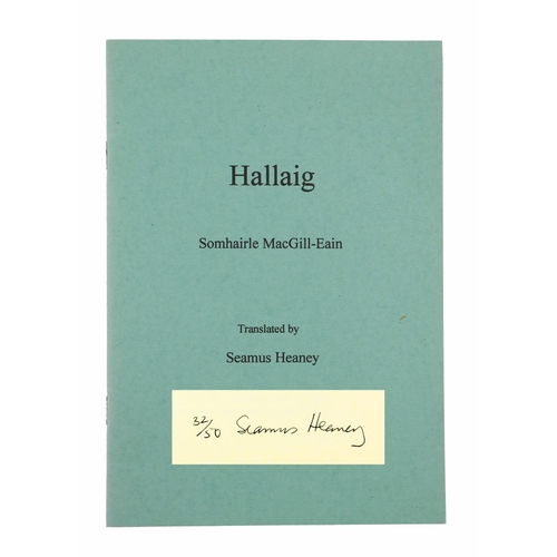 658 - One of 50 Signed CopiesHeaney (Seamus) Translator Hallaig, Somhairle MacGill-Eain, 8vo Carcanet Pres... 