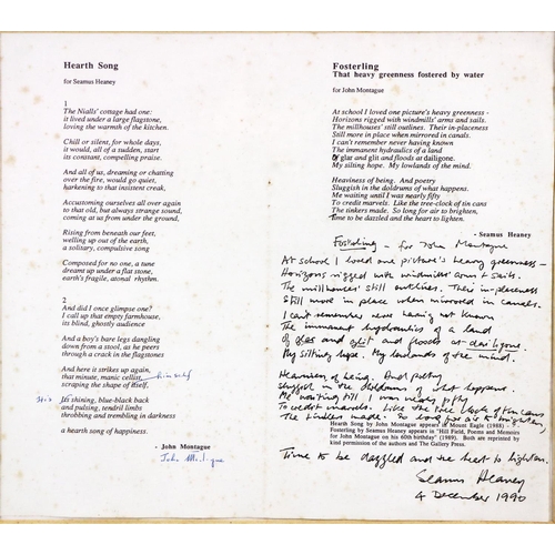 670 - Unique Copy Signed by Heaney & Montague with Holograph Poems[Poetry Ireland] Reading at the Gate... 