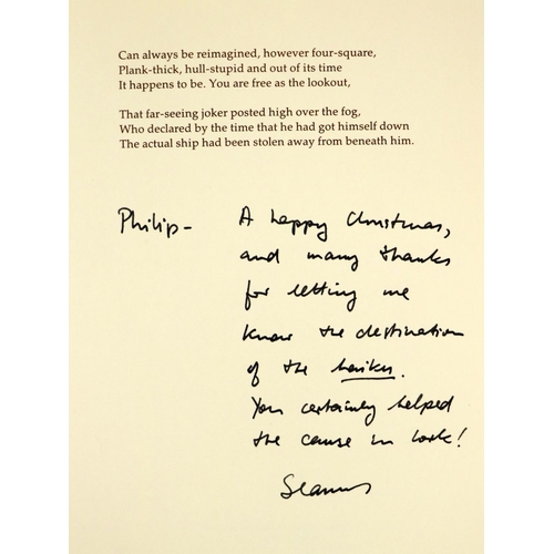 678 - Inscribed by Seamus HeaneyHeaney (S.) The Settle Bed, 8vo, Privately Printed by Peter Fallon 1989, I... 