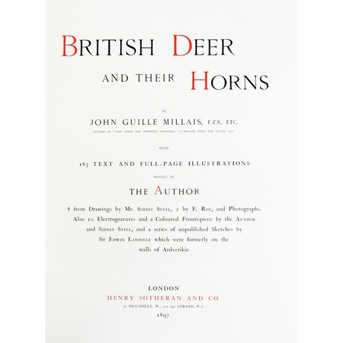 822 - Limited Edition: Millais (J. Guille) British Deer and Their Horns, folio Lond. 1982. Lim. ... 