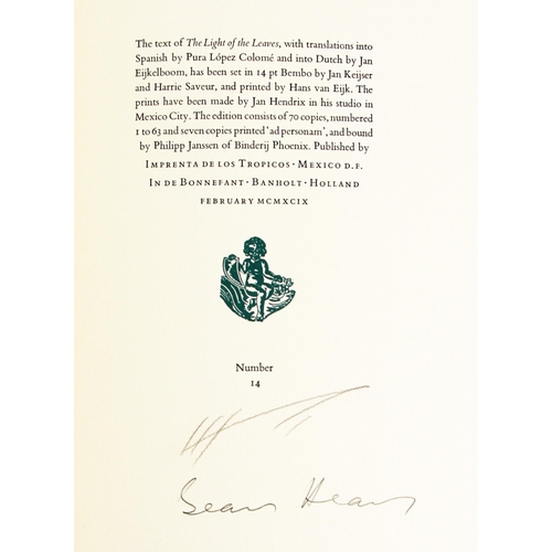 831 - Signed Limited Edition of 70 CopiesHeaney (Seamus) trans. The Light of the Leaves, 2 vols., folio, M... 