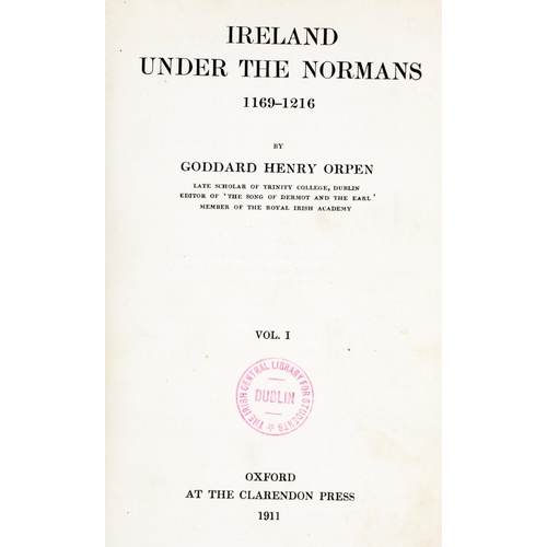 846 - Orpen (Goddard H.) Ireland Under The Normans, 1169-1216, 4 vols. Oxford 1911. First Edn., ... 