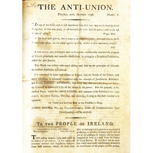 851 - Rare Complete Set1798 - Periodical - The Anti-Union, Part 1 - 32 In 32 Parts, 4to Dublin (J. Moore) ... 