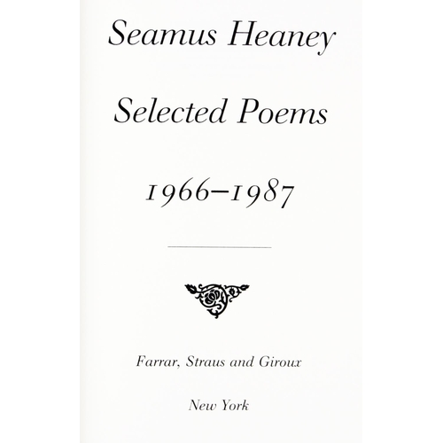 855 - Signed Limited U.S. EditionHeaney (Seamus) Selected Poems 1966-1987, 8vo N.Y. (Farrar, Straus &... 