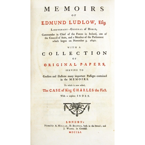 916 - Ludlow -Memoirs of Edmund Ludlow Esq., Lieutenant - General of Hors, Commander in Chief of the Force... 