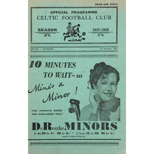 938 - Soccer: Celtic F.C., Official Programme, Season 1937-38, Celtic V. Rangers, 1st January 1938, 8vo, G... 