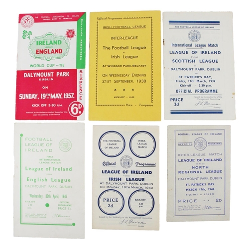 940 - Soccer: Football League (Ireland) etc. (1930's-50's) A group of 6 Official Match Programmes to inclu... 