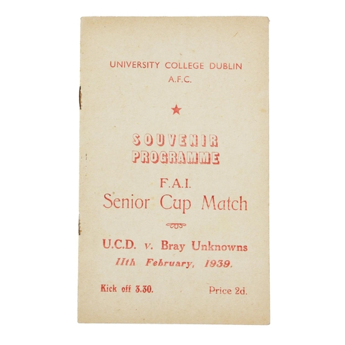 941 - Soccer: U.C.D. - Souvenir Programme F.A.I. Senior Cup Match, U.C.D. V. Bray Unknowns, 11th February ... 