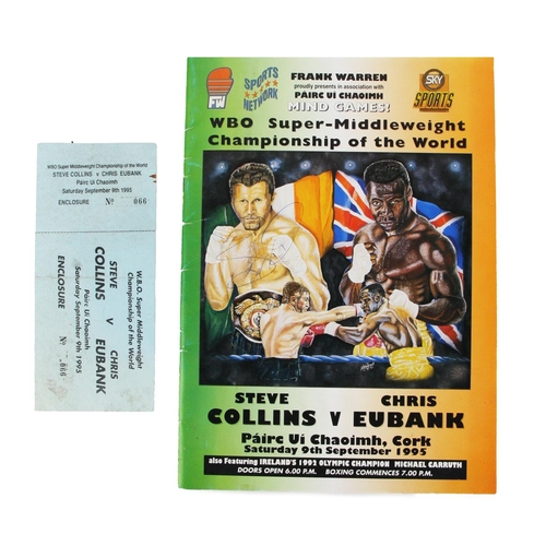 945 - Signed by Steve CollinsBoxing: [Programme 1995] W.B.O. Super Middleweight Championship of the World,... 