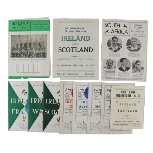 947 - Rugby: I.R.F.U., 1951- 1957, a group of 10 Official match Programmes, to include:* V. South Africa (... 