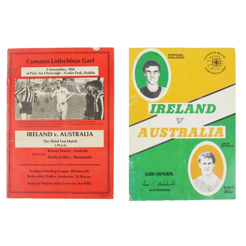 970 - G.A.A.: International Rules, [1984] two Official Match Programmes, for the Second and Third Test of ... 