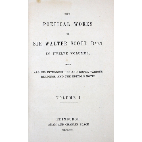 1027 - Bindings: Scott - The Poetical Works of Sir Walter Scott, Bart, 12 vols. sm. 8vo Edin. (A. &... 