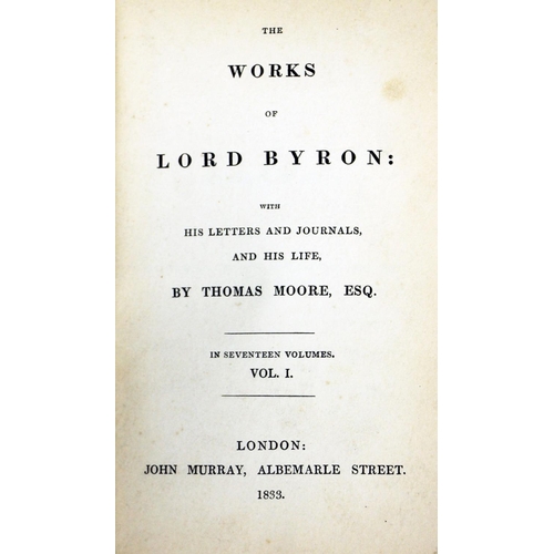 1028 - Bindings: Byron - Moore (Thomas)ed.The Works of Lord Byron, 17 vols., sm. 8vo Lond. (John Murray) 18... 