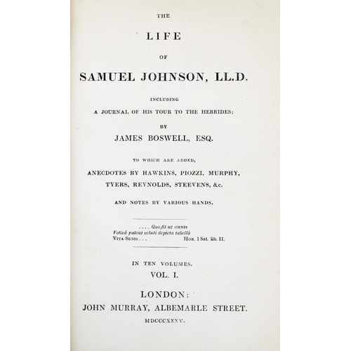 1039 - Bindings: Johnson - Boswell (James) The Life of Samuel Johnson, LL.D., 10 vols. sm. 8vo Lond. 1... 