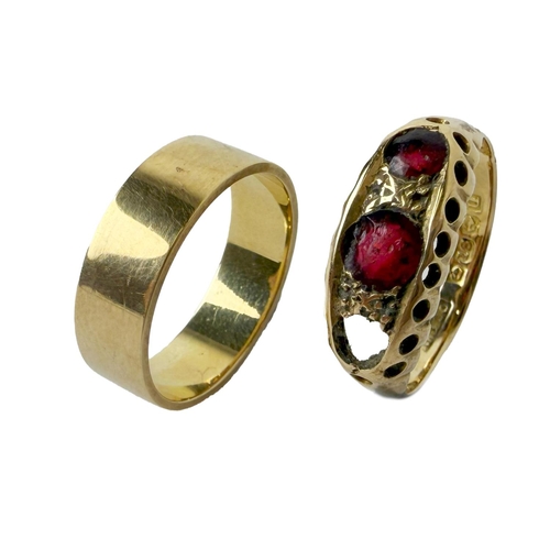 1116 - An 18ct gold Ladies Band Ring, approx. 3.9gms, size K, hallmarked; together with another 18ct gold L... 