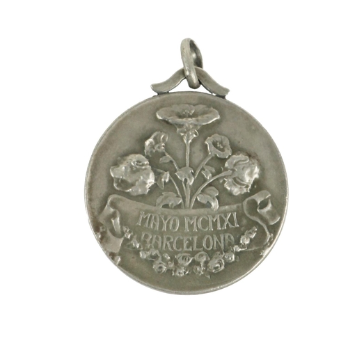 1138 - Medal: [Barcelona Medal] 1911, a rare silver circular Art Nouveau design Medal, by Pablo Gargallo, S... 