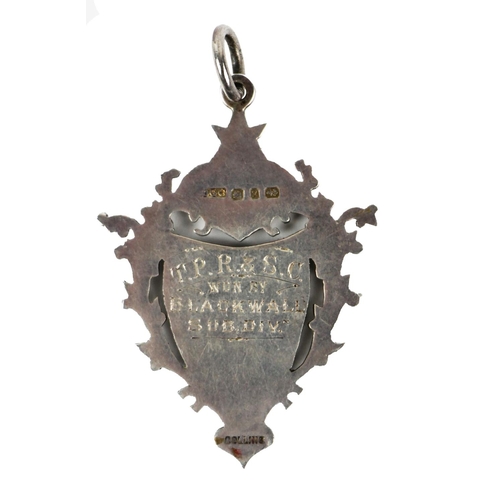 1140 - Medal: Sporting [Blackwall Sub. Div.] 1899, a silver shield shaped and pierced decorated Medal, with... 