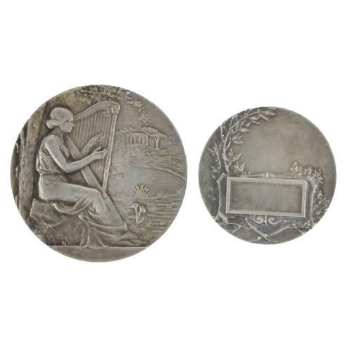 1142 - Medal: Cariat (Lucien Jean) an attractive large circular silver Medal, the obverse with female seate... 