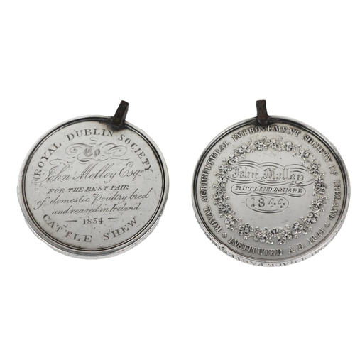 1145 - Medals: Agricultural, two silver Medals, to include:* R.D.S., to John Molloy Esq., for the best pair... 