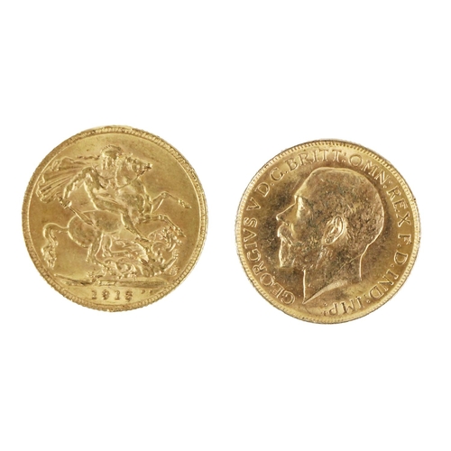 1157 - Gold Coins: A 1912 King George V full Sovereign Coin, together with a 1913 full Sovereign. As Coins,... 