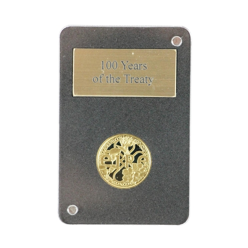 1159 - Gold Coin: Dublin Mint Office - 100 Years of the Treaty, 9ct gold 1/10 ounce Coin in protection cove... 