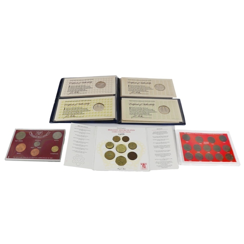 1174 - Coins: A varied collection of British Coins including: * Cased set of half-pennies (From Coronation ... 