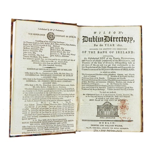 105 - Directory: Wilson's Dublin Directory for the Year of 1801, sm. 8vo Dublin (Wm. Wilson) 1801. Frontis... 