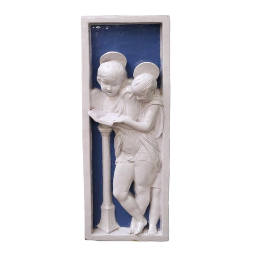 3 - Attributed to The Harold Rathbone Della Robbia Studios BirkenheadA terracotta glazed blue and white ... 