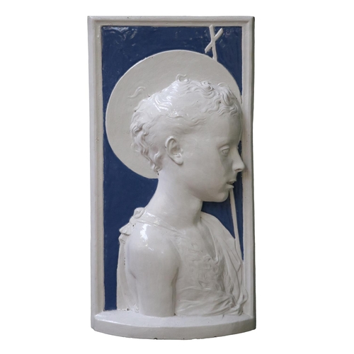 3 - Attributed to The Harold Rathbone Della Robbia Studios BirkenheadA terracotta glazed blue and white ... 