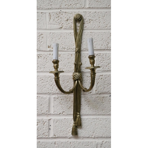 30 - A pair of attractive ormolu two branch Wall Lights, in the Adams taste (electrified), 64cms (25