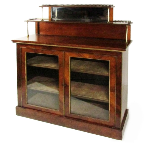 34 - A fine quality Regency period rosewood Chiffonier, the shaped two tier stepped top with pierced bras... 