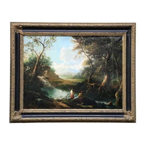 35 - Luigi Vittoroni - 19th Century Italian SchoolA pair of attractive Italian Landscapes with figures, r... 