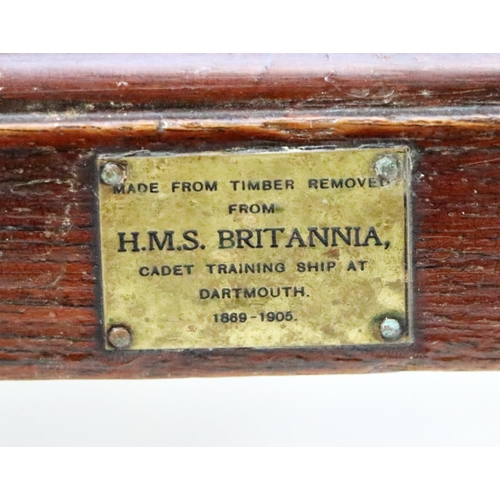 125 - Naval Interest: A wooden Footstool, constructed from the timber removed from H.M.S. Britannia (Cadet... 