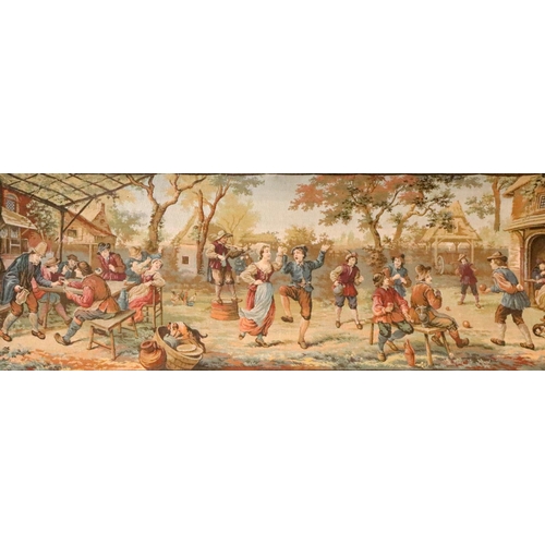 206 - Two similar oblong Goblins style machine made Tapestries, one with a scene after David Teniers, the ... 