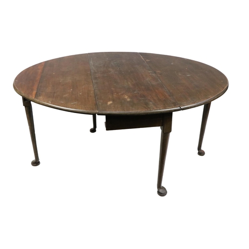 234 - A Georgian period Irish heavy mahogany drop leaf Table, with heavy D shaped flaps on pad feet, 120cm... 