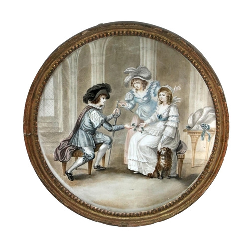 249 - A 19th Century oval Needlework Print, depicting the rescue of Moses; an 18th Century Bartolozzi colo... 