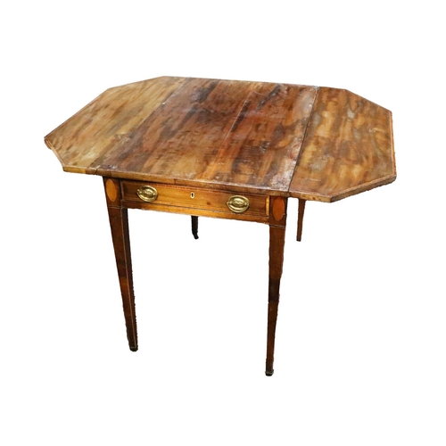 253 - A 19th Century inlaid and crossbanded mahogany Pembroke Table, the two rectangular flaps with canted... 