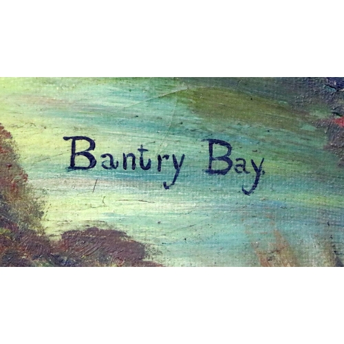 283 - 19th Century Naïve Irish School “View of Bantry Bay from Bantry House”, oils on board, Seascape with... 