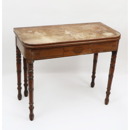 292 - A 19th Century Irish mahogany fold-over Tea Table, probably Cork, the plain top over a frieze with o... 