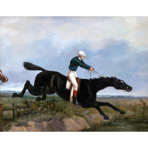 318 - C. Harrison XX-XXIA pair of Equestrian Scenes with Race Horses and Jockeys, O.O.B., each approx. 20c... 