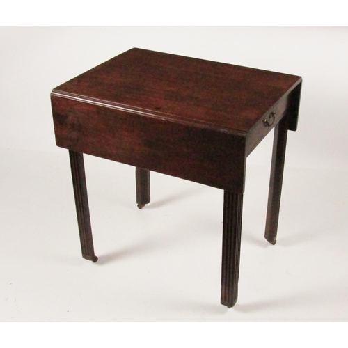 328 - A Georgian Irish Provincial mahogany drop-leaf Table, the plain top with rectangular flaps over a fr... 