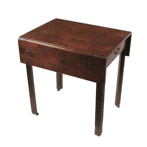 328 - A Georgian Irish Provincial mahogany drop-leaf Table, the plain top with rectangular flaps over a fr... 