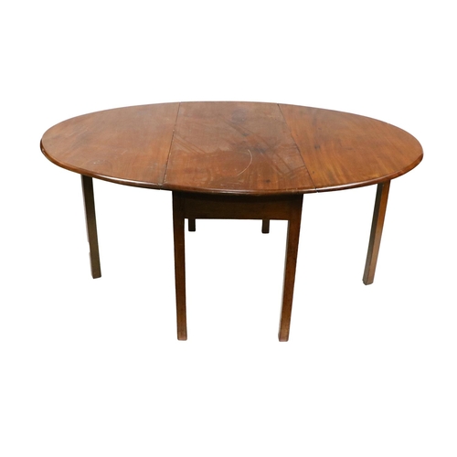 347 - A George III style mahogany drop-leaf Dining Table, with two demi-lune drop leaves on square square ... 