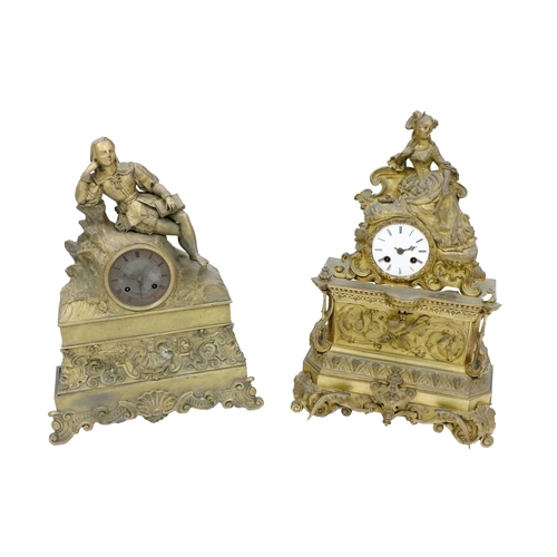 402 - An attractive 19th Century French figural Mantle Clock, the top surmounted with elegant young lady r... 