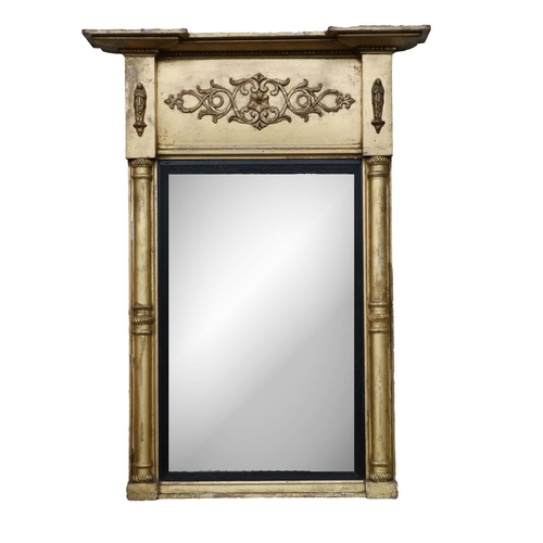 403 - An attractive gilt pier Mirror, 19th Century, with inverted breakfront pediment above a relief mould... 